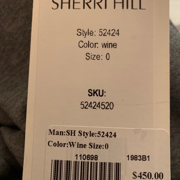 Sherri Hill satin dress V neck  spaghetti straps wine red sz 0 - Picture 8 of 13